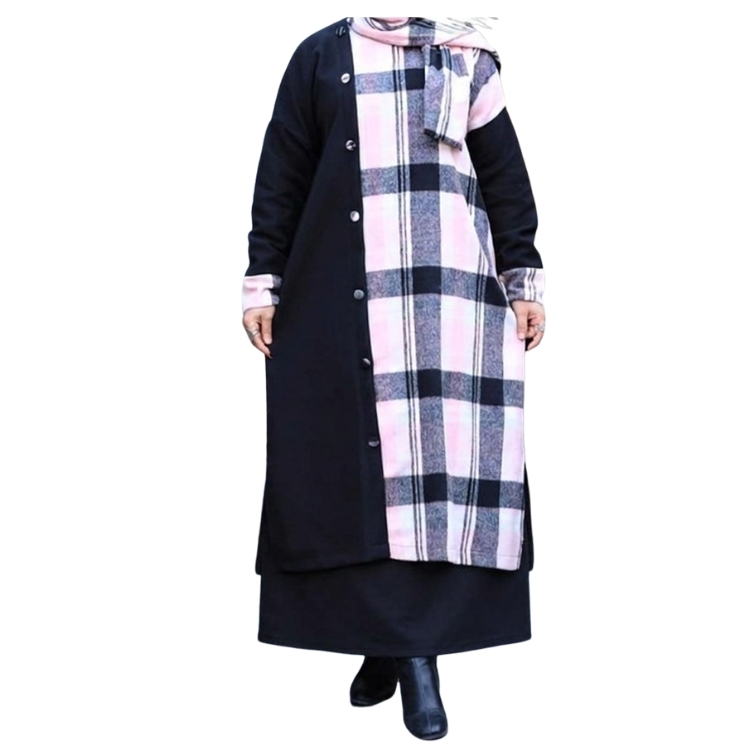 tunique hiver noire rose